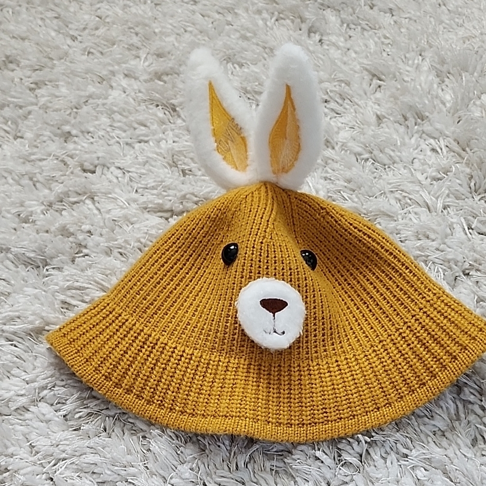 Adorable Yellow Bunny Knit Hat for Kids 3-4T